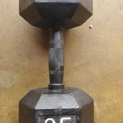 Single rubber hex 35 pound dumbbell. Quiet lifting!