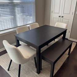 Extendable Dining Table Set with 4 Chairs and Bench