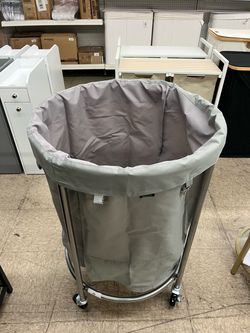 SONGMICS 190L Laundry Basket Removable Bag w/ Steel Frame & Wheels - Gray