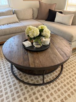 2 Rustic Farmhouse Round Coffee Tables