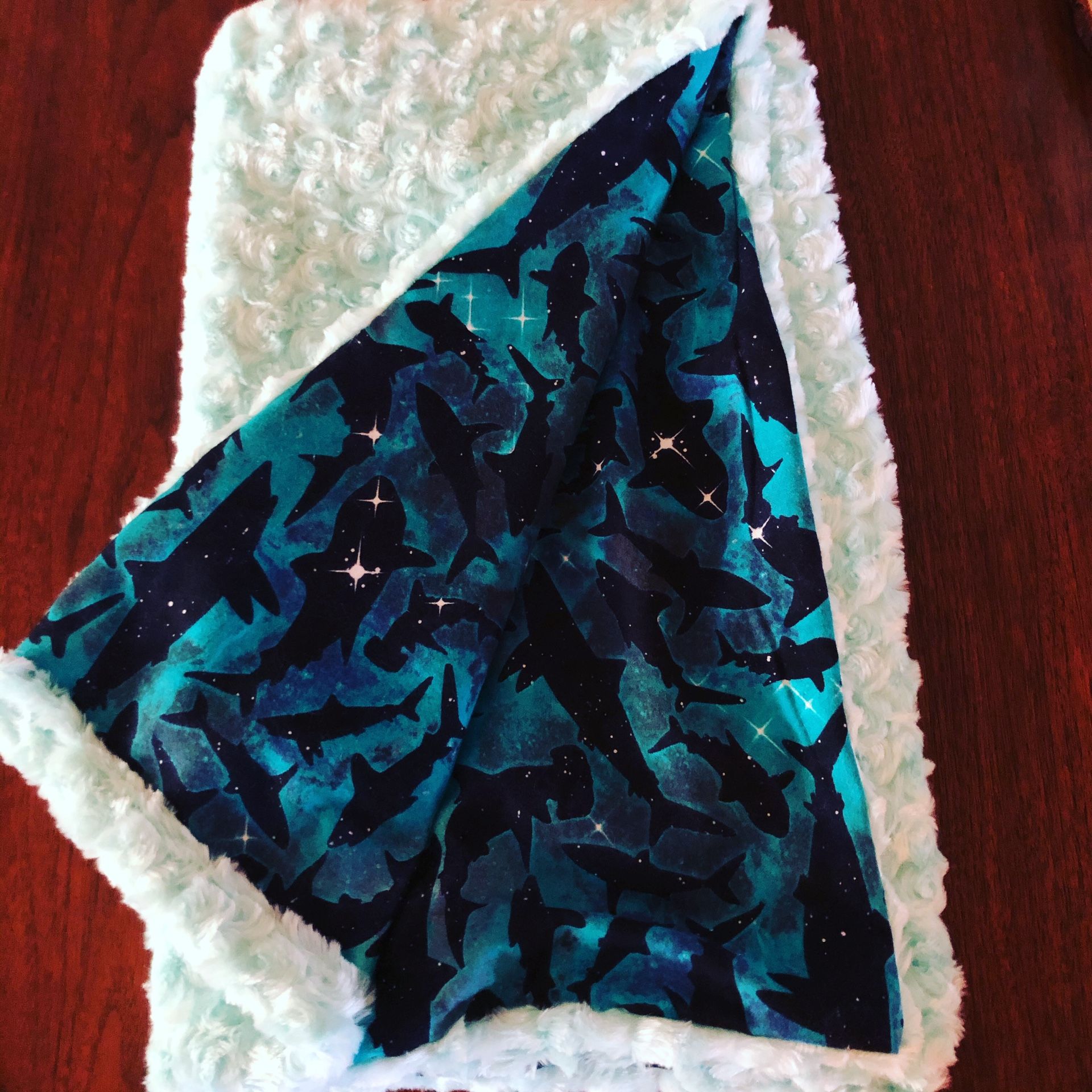 Handmade cozy shark blanket