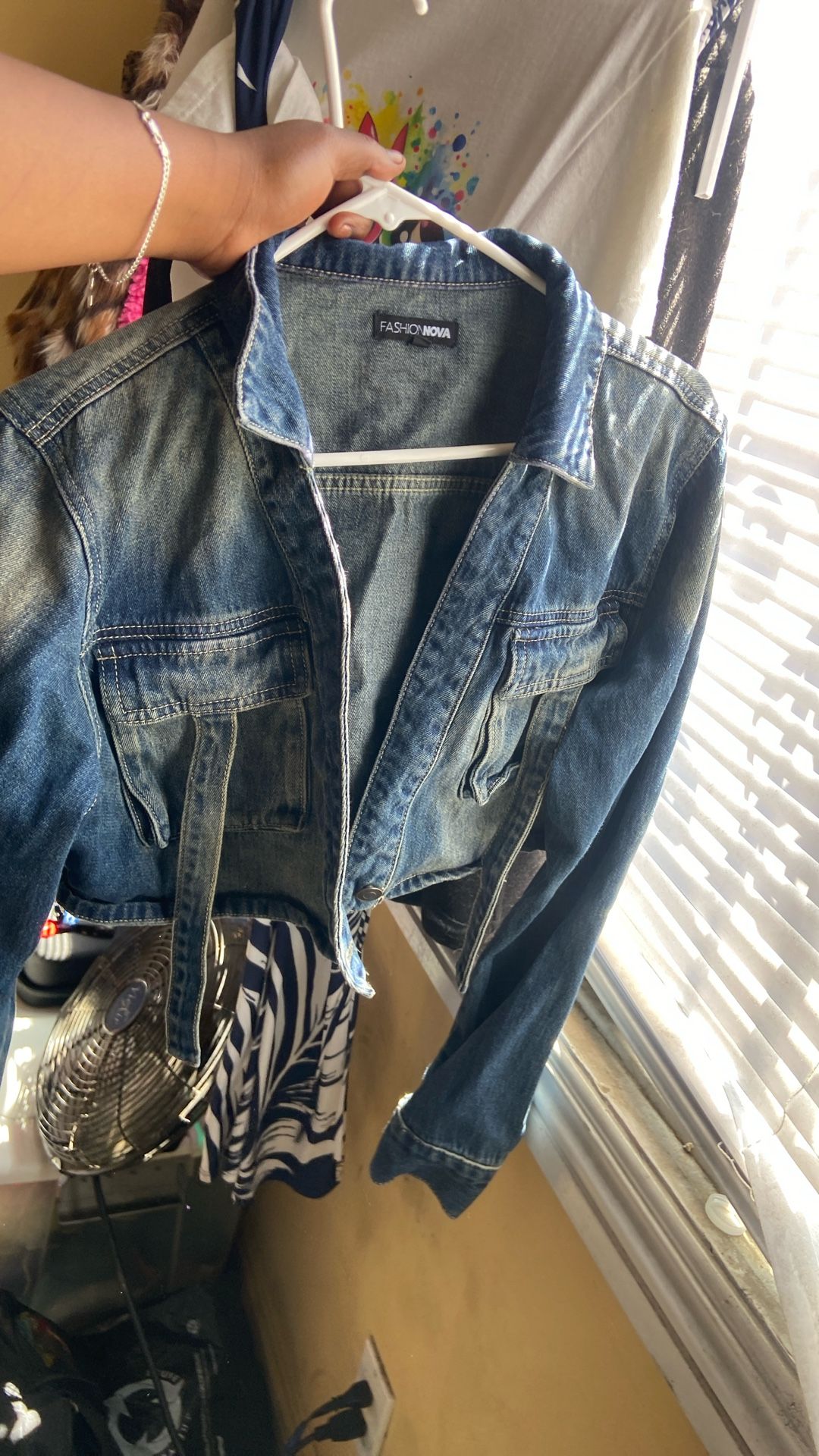 Fashion Nova Jean Jacket Crop Top Size XL