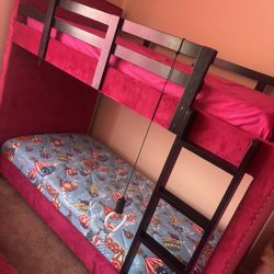 LIMITED EDITION Plush Fuchsia Pink Suede Bunk Bed – $300 (Must Go ASAP)