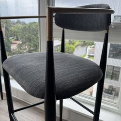 2 High End Grey Linen Bar Stools