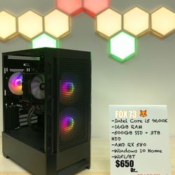 🦊VALUE  FOX 73🦊 GAMING PC | DESKTOP | RIG | COMPUTER | INTEL I5-9600K | 16GB DDR4 | 500GB SSD + 3TB HDD | RX 580 | 