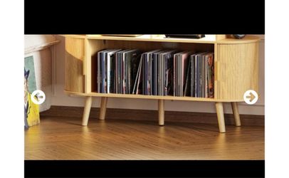 Mid-Century Wood Vinyl Record Storage Console FACTORY SEALED