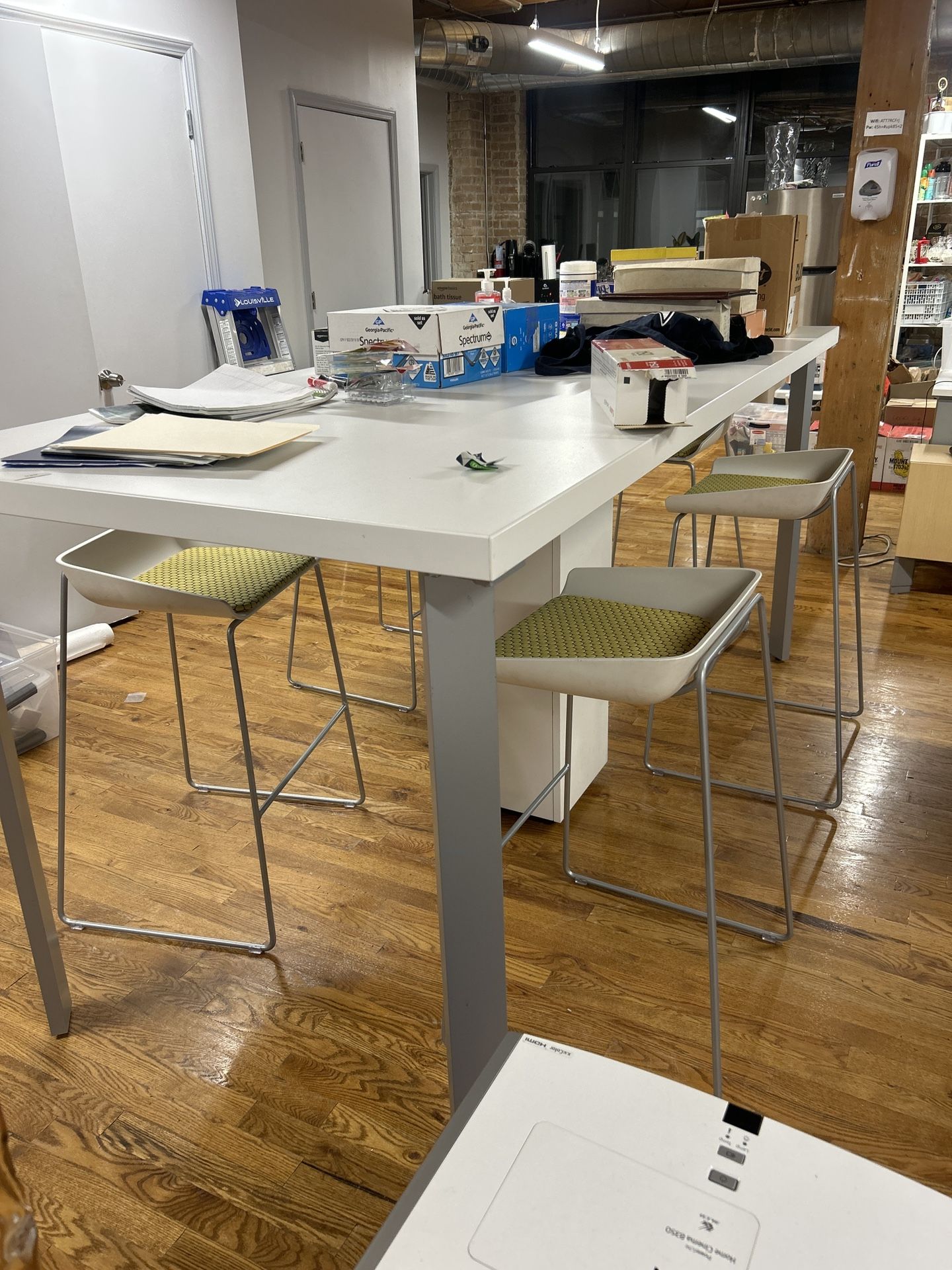 Large Highboy Desk/Table & 5 Stools