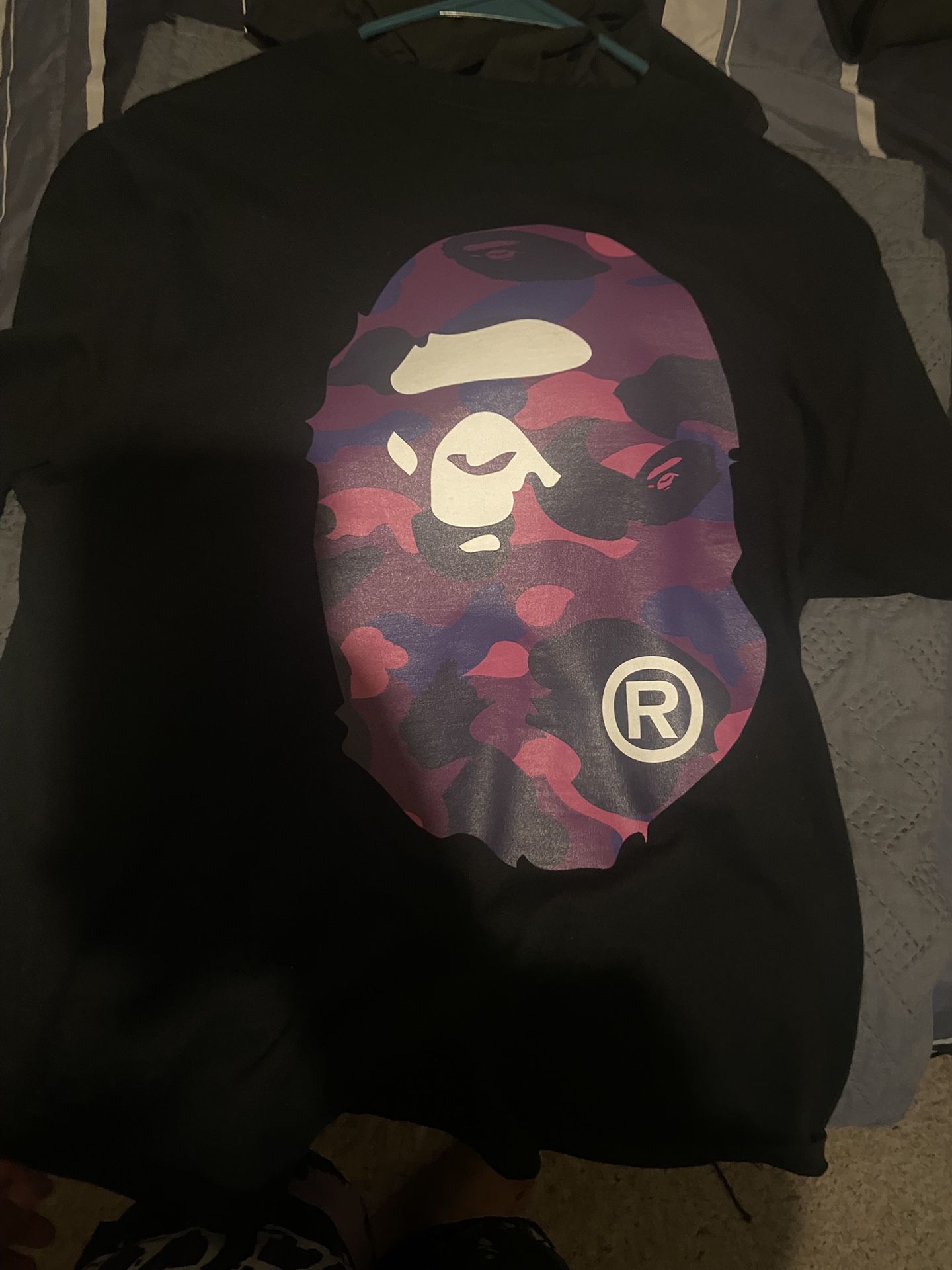 purple big head bape shirt M