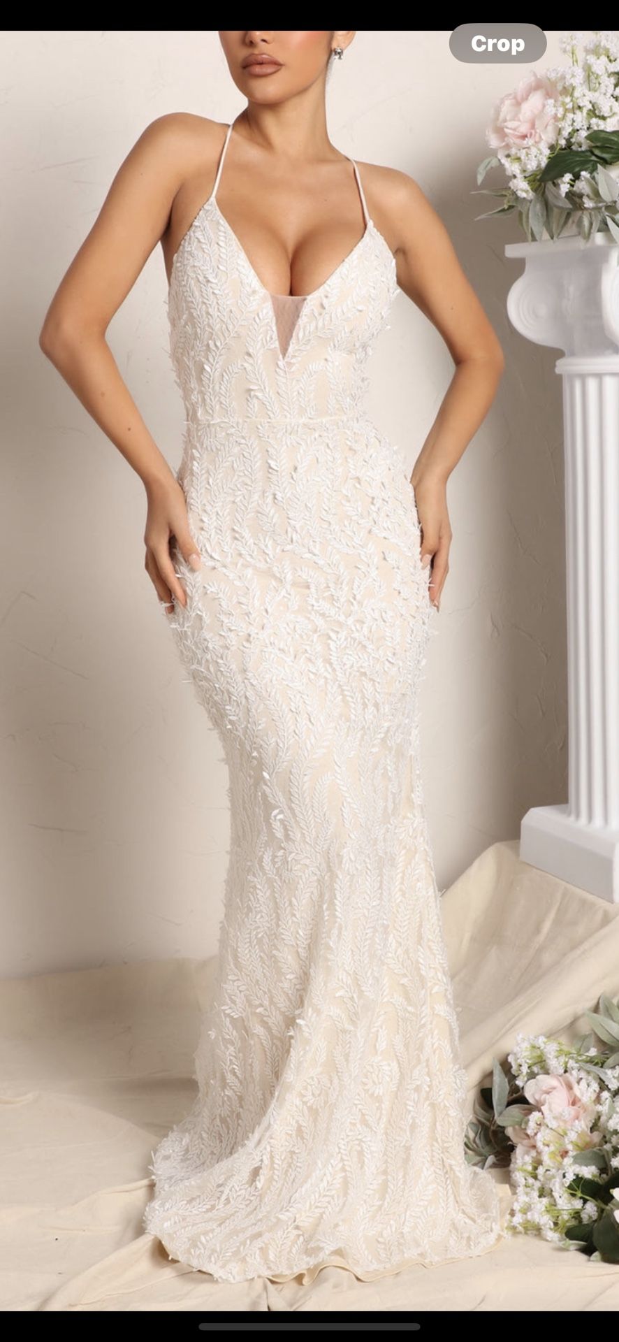 Lace Wedding Dress: White Long Dress Gown XS
