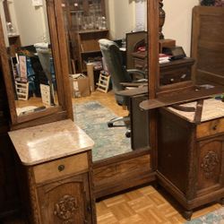 Antique Dressing Table With Marble Top Stands