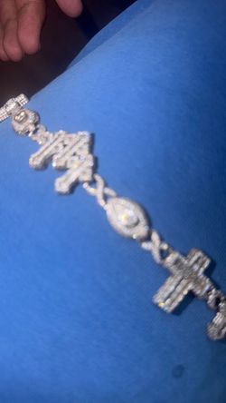Moissanite cross bracelet, 925 silver