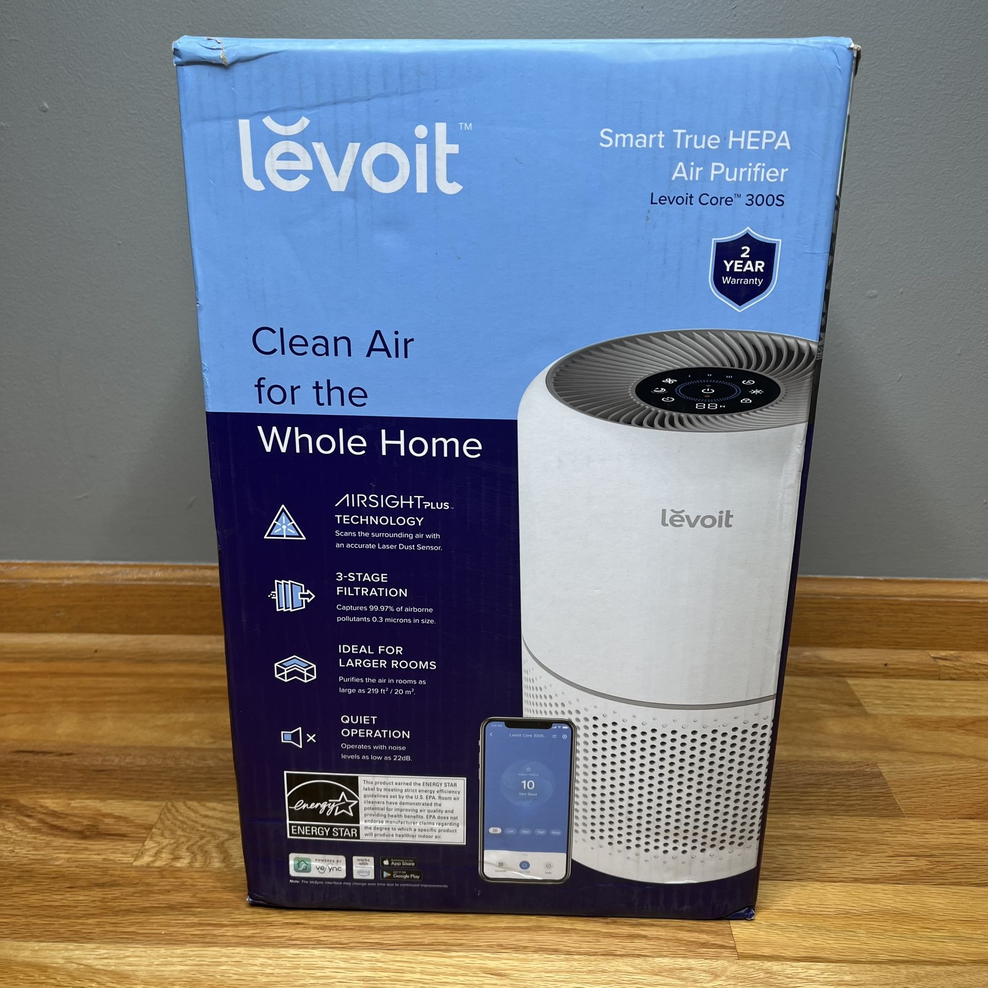 Levoit Core 300S Smart Wifi Air Purifier - White- H13 True Hepa Filtration