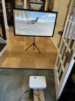 Projector - Epson 1080p EpiqVision Flex CO-FH02 + 60" Screen w/ Stand — Home Cinema Kit, Used Once