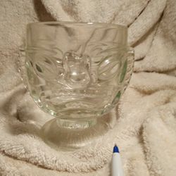 Large Clear Two Faced Tiki Glass