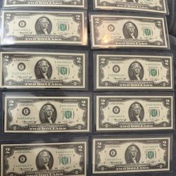 10 $2 Bills with Consecutive Serial Numbers 