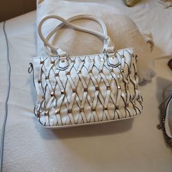 White Shell Leather Handbag