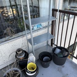 Metal Shelf And Plant Pots