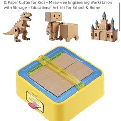 Child-Safe Cardboard Construction Station – STEM Building Kit & Paper Cutter for Kids – Mess-Free Engineering Workstation with Storage – Educational A