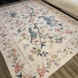 NEW 8x10 Floral Peacock Area Rug – Washable & Non-Slip
