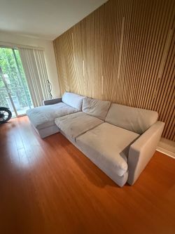 Living Spaces - Grand Down IV Grey 139" Fabric 2 Piece Sectional With Left Arm Facing Oversized Chaise
