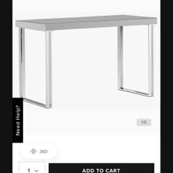 Grey Side Table Computer Desk Silver 