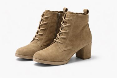 Madden NYC Suede Lace-Up Ankle Boots Women’s Size 8 Block Heel Tan Green Taupe