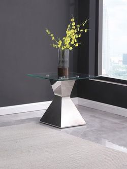💎Modern Glass Top Stainless Steel Side End Table Chrome Mesa de Lado💎