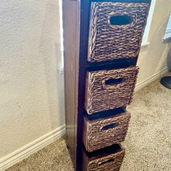 Wooden Wicker Storage Tower Stand
