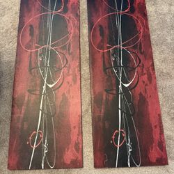 Abstract Wall Art – Set of 2 (Red/Black Modern Canvas Panels)