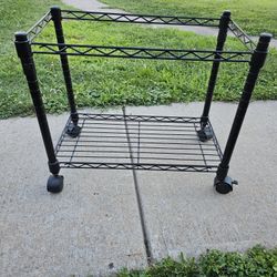 Black wire shelve , Utility Cart 24 inch W X 13-1/2 DEEP X 20-1/2  HIGH, ON WHEEL, 
