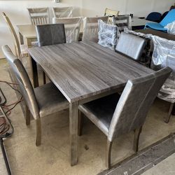 Gray Dining Set Table and 4 Side Chairs