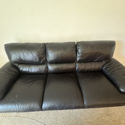 Black leather couch & chair