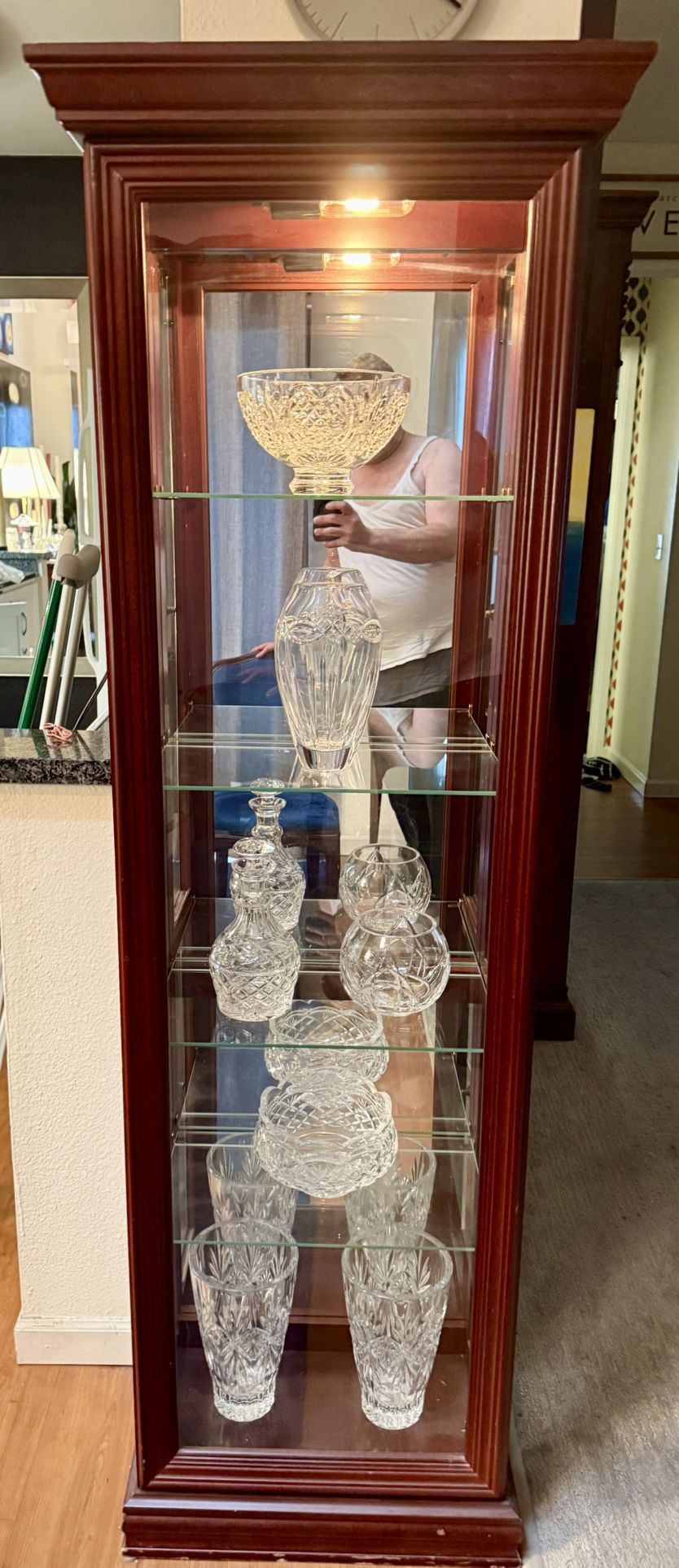 Beautiful Cherry Wood Lite Display Cabinet