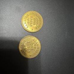 Lot of 2 VTG Eagle & Stars Arcade Tokens - No Cash Value - Brass Tone