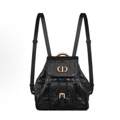 DIOR Caro adjustable leather shoulder strap flap drawstring opening and closing(8)61