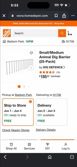 Small/medium 25 pack animal dig barrier  fence