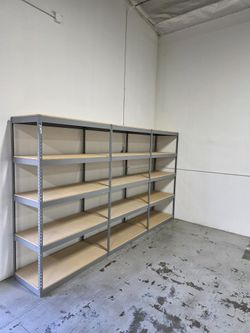 5 Tier Shelving 48 in W x 24 in D American Made Used Heavy Duty Steel Boltless Storage Racks Delivery Available