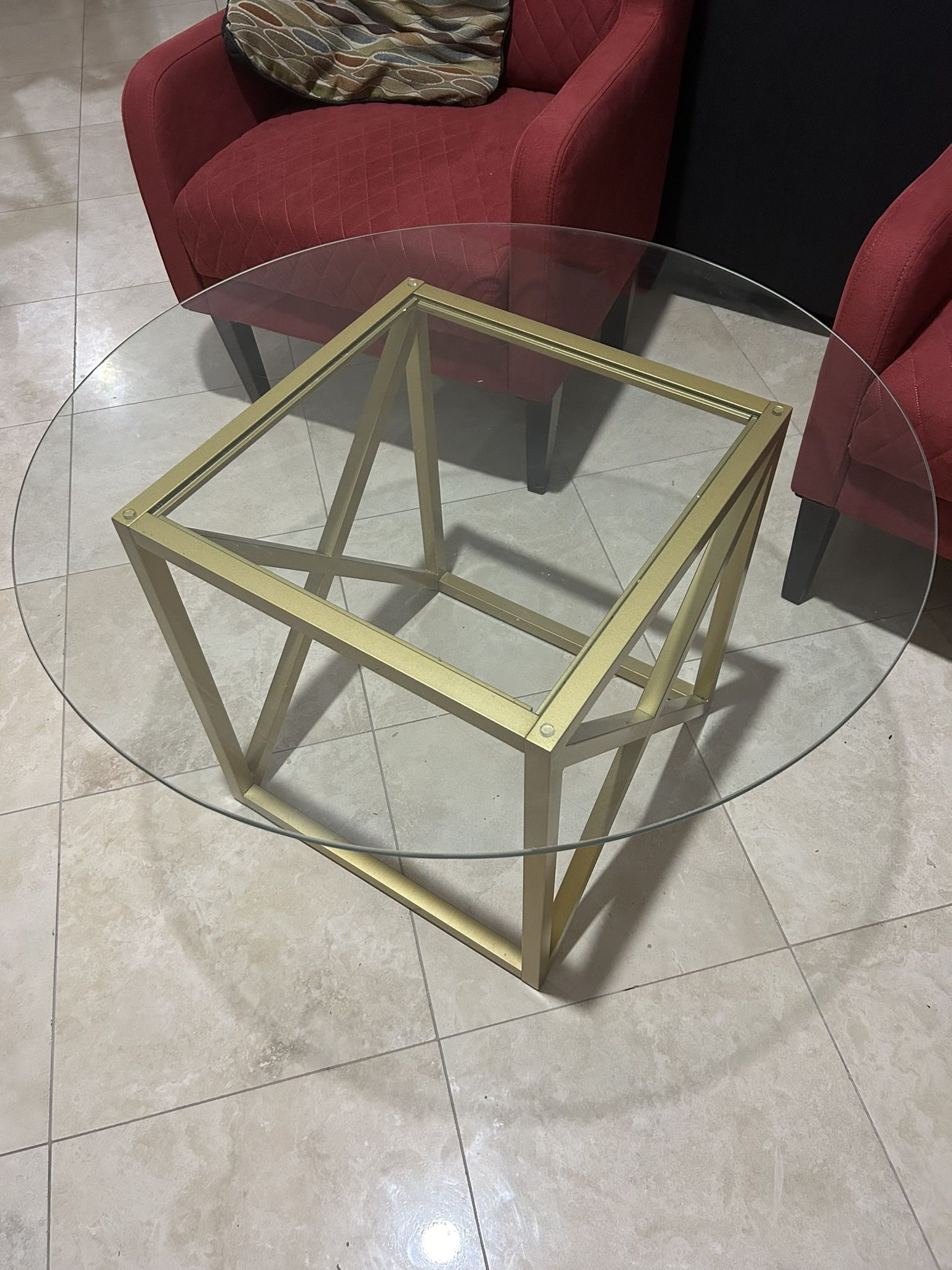 Gold Glass Top Coffee Table