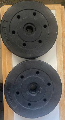 Barbell Standard Vinyl Weight Plate 10 LBS Circular Black Fits 1" Weight Bar