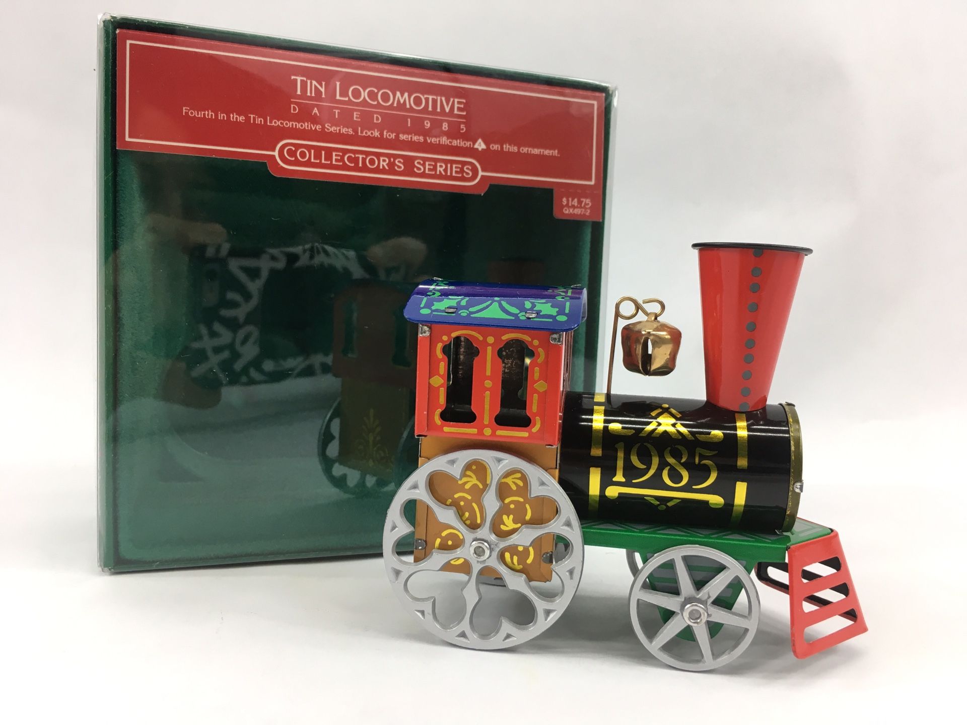 Vintage Christmas Ornament Hallmark Tin Train Engine Locomotive 1985 Series #4