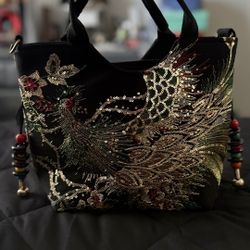 Peacock Black Purse