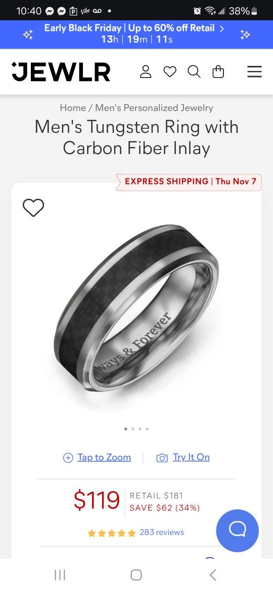 Jewlr Tungsten Ring