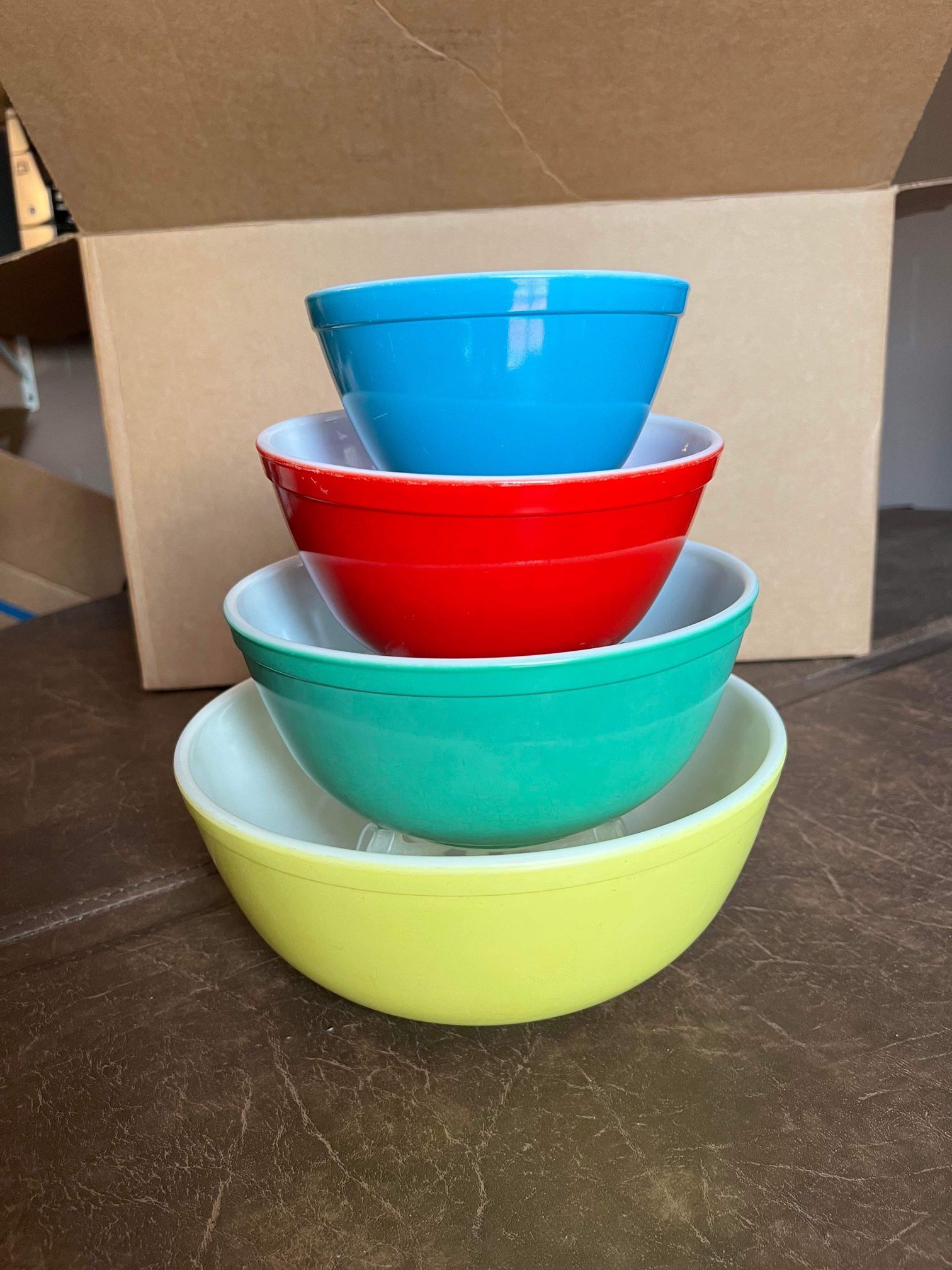 Vintage Pyrex Primary Colors Mixing Bowls 