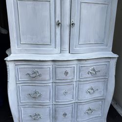 White Dresser With cupboard Solid Wood (French Style)