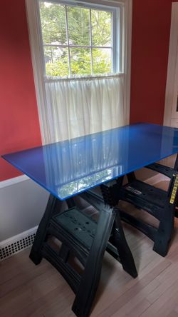 FREE Cool Blue glass table topper or desk topper