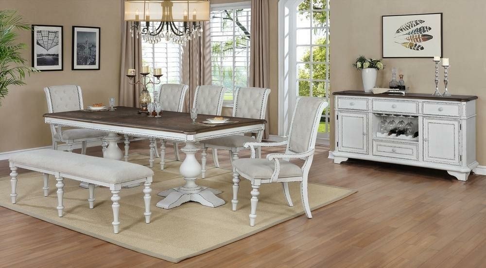 Bardot White/Brown Extendable Dining Set