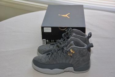 LIKE NEW! Air Jordan 12 Retro BG 6Y Gray Suede Mid Top Sneakers