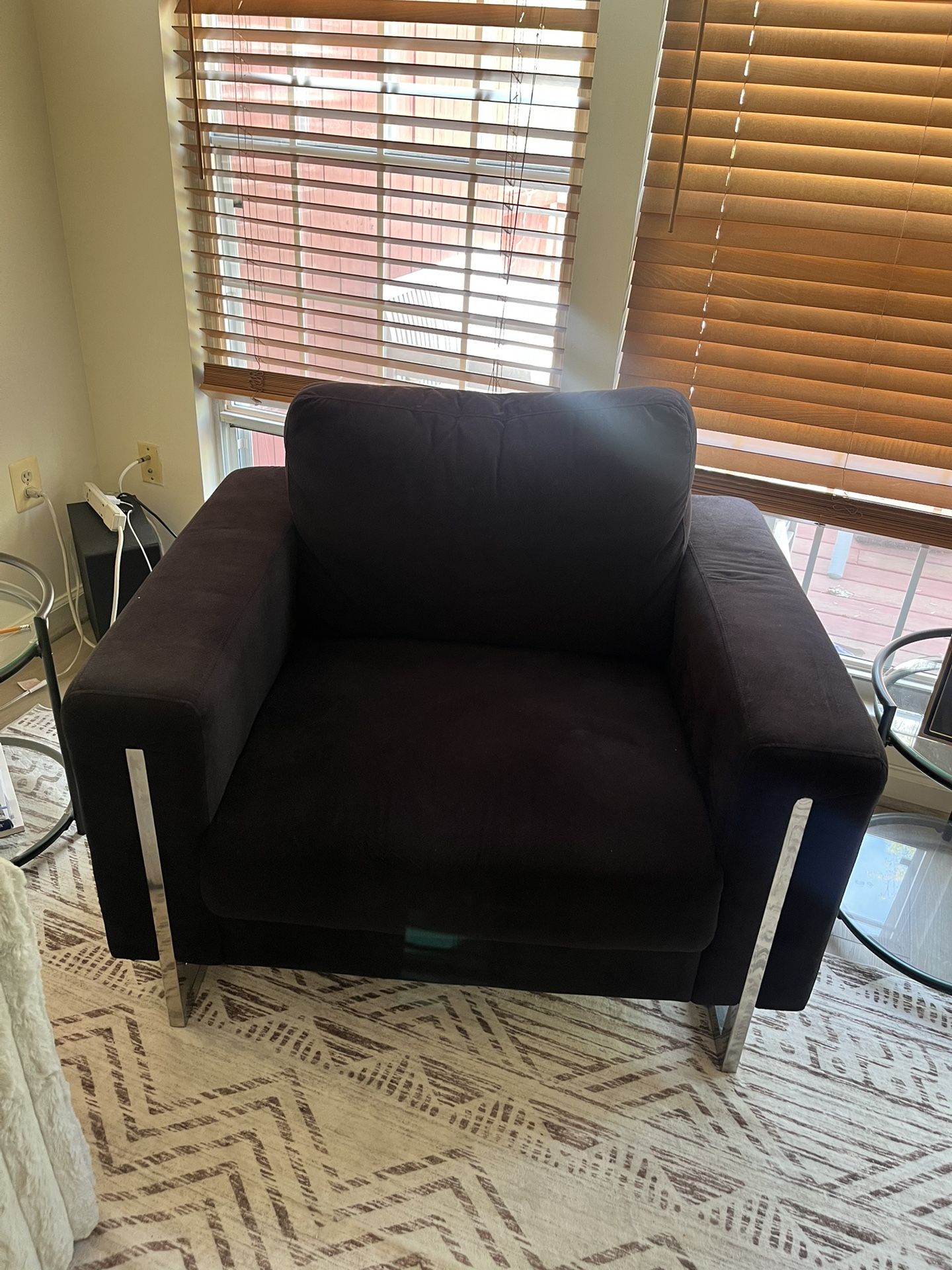 Black luxury velvet Couch and Armchair