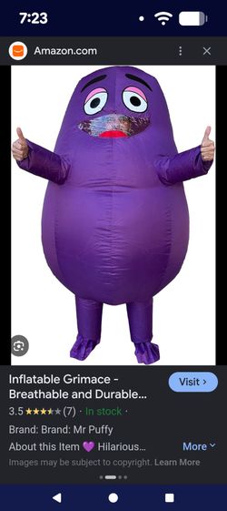 Grimace Blow Up Costume Adult Size