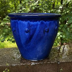 Large, Beautiful Blue Ceramic Planter